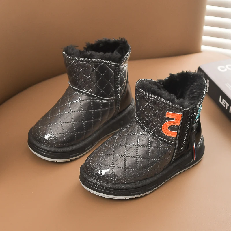 Детские теплые зимние ботинки, теплые Нескользящие большие хлопковые ботинки, Детские универсальные короткие ботинки, зима 2021