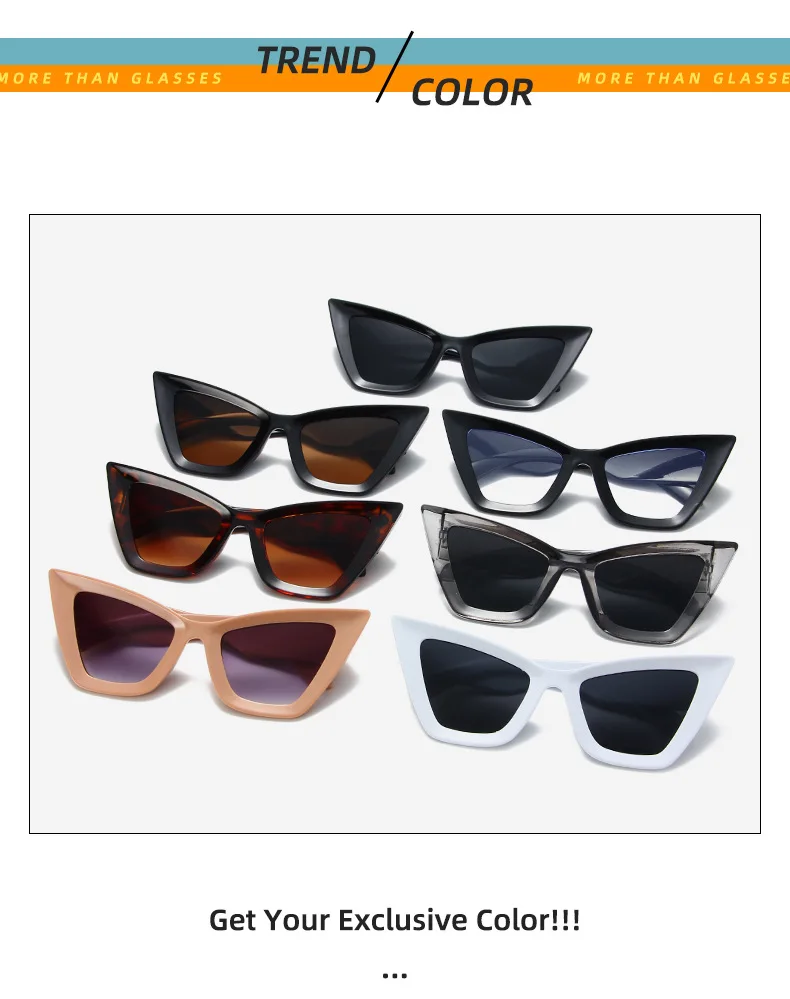 Nuevas gafas de sol Cat-eye Sunshade European and American Cool Punk Fashion Gafas de Sol para hombres y mujeres Unisex Custom Logo