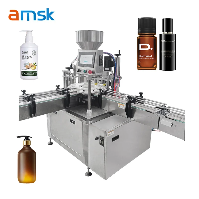 HZGX-2D Full-automatic Filling Machine Is Used for Filling Screw Cap of Spray Essential Oil Perfume Glass Plastic Bottle