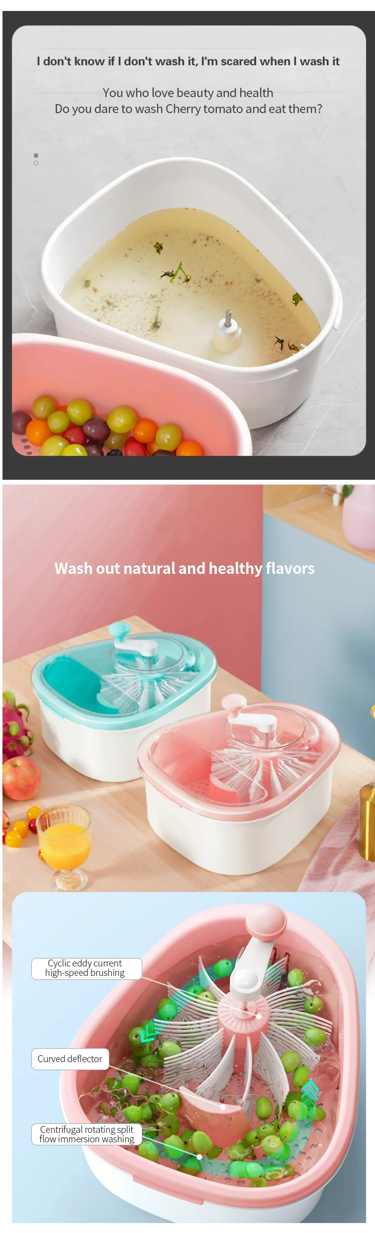 Manual Fruit Washing Tool Automatic Swing Drying Vegetable and Fruit Washing Tool