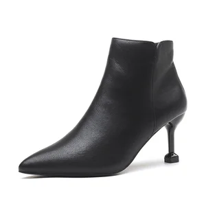 Black Suede Pointed Toe Stiletto Heel Ankle Boots, Back Zipper Formal Winter & Autumn Boots