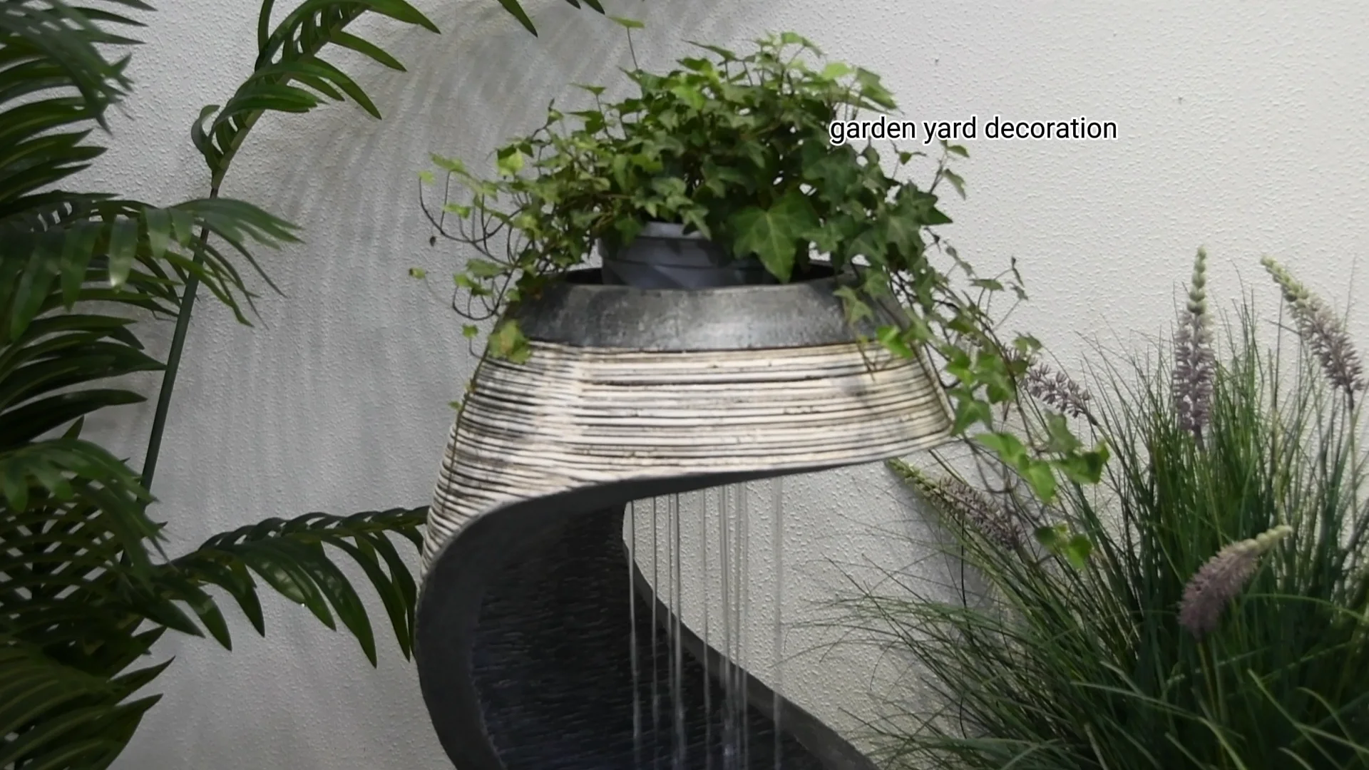 Polyresin Fountain Durable Outdoor Decorative Waterfall With Cold White