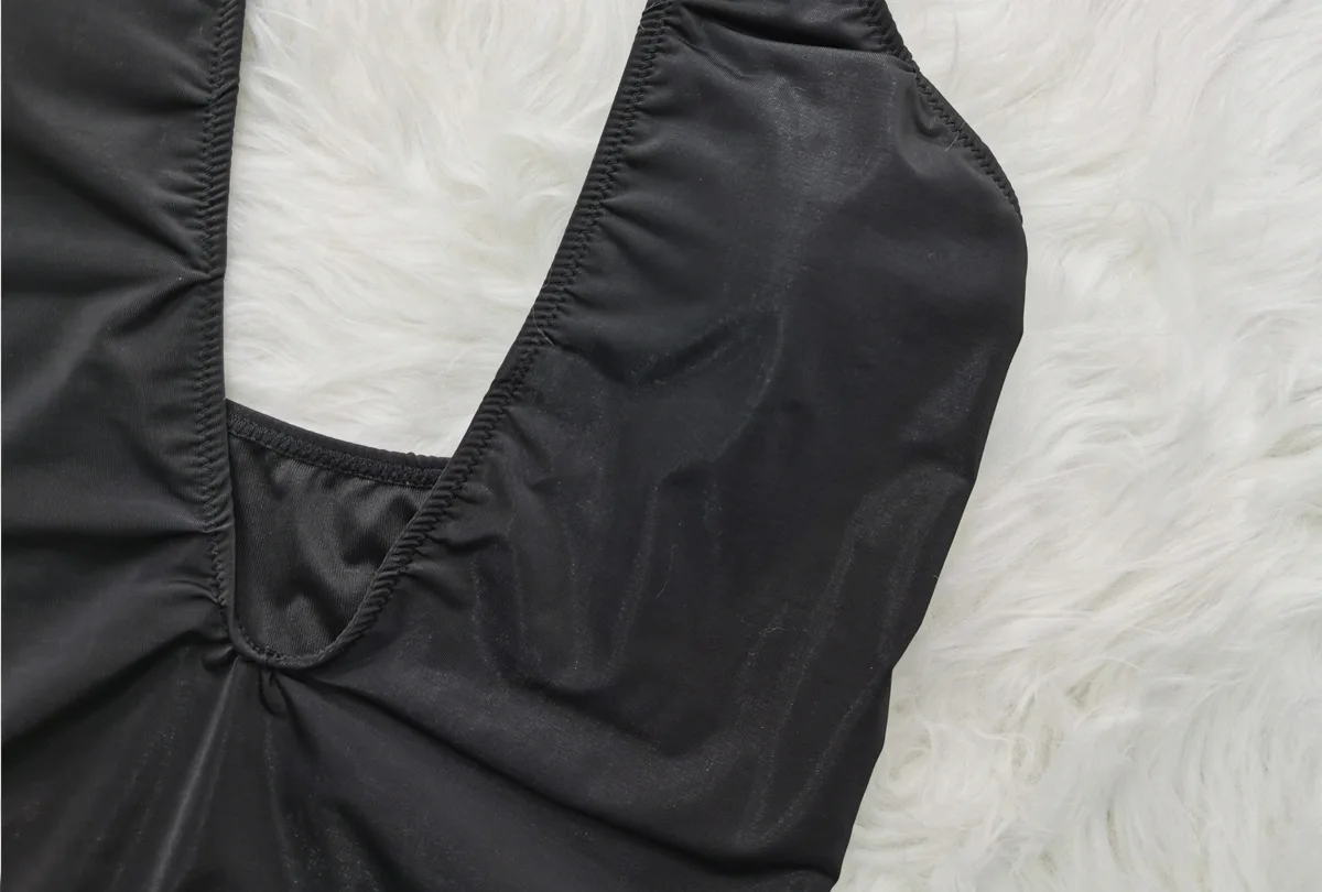 Designer Sexy Black Big Deep V One-piece Swimsuit Side Waist Hollow ...