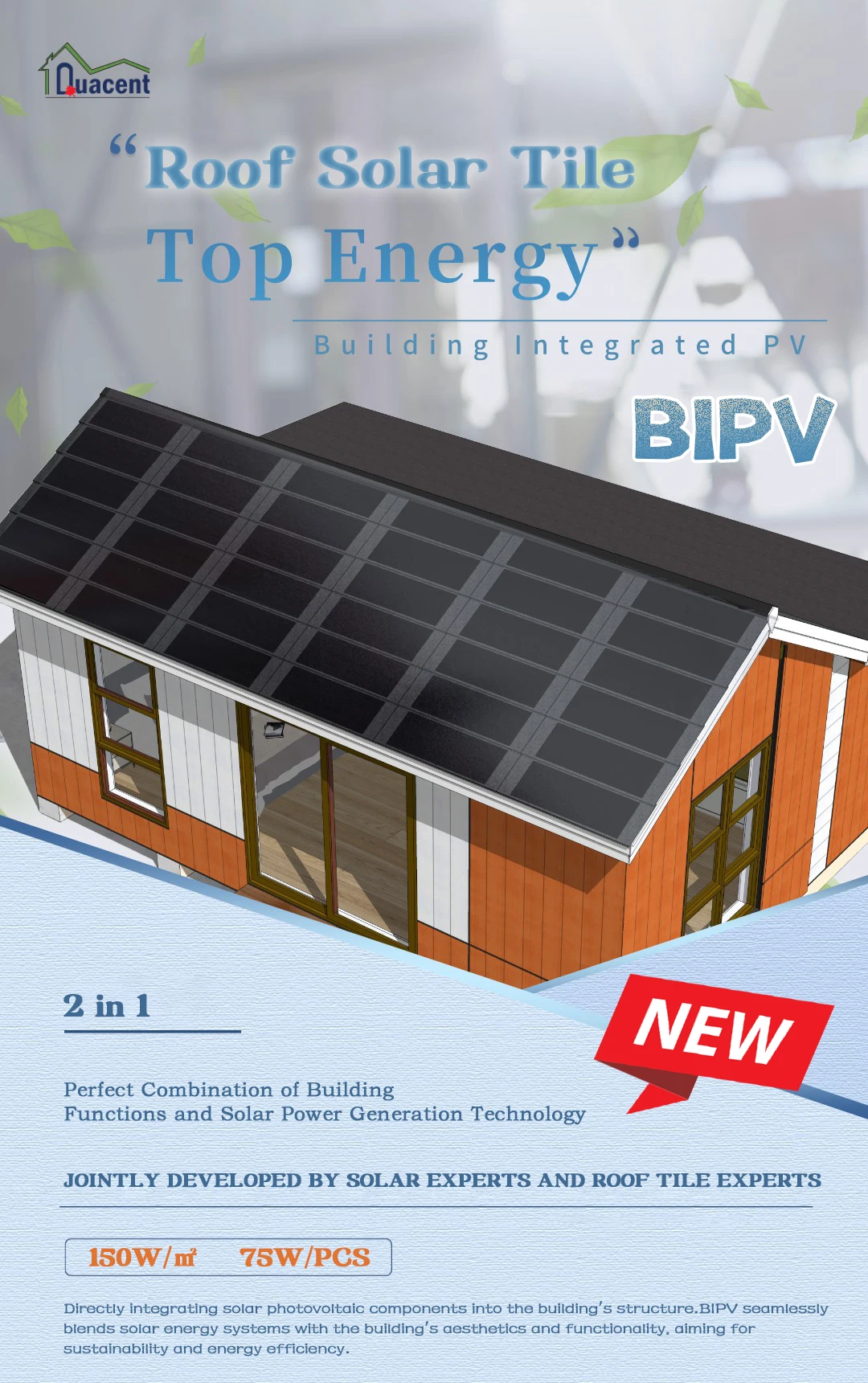 New Product Building Integrated Photovoltaic Bipv Solar Roof Tiles Roof ...