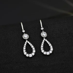 Ilona Silver Color Simple Elegant Water Drop Cz Drop Earrings Fashion Copper Jewelry Earrings for Wedding Bride Gift