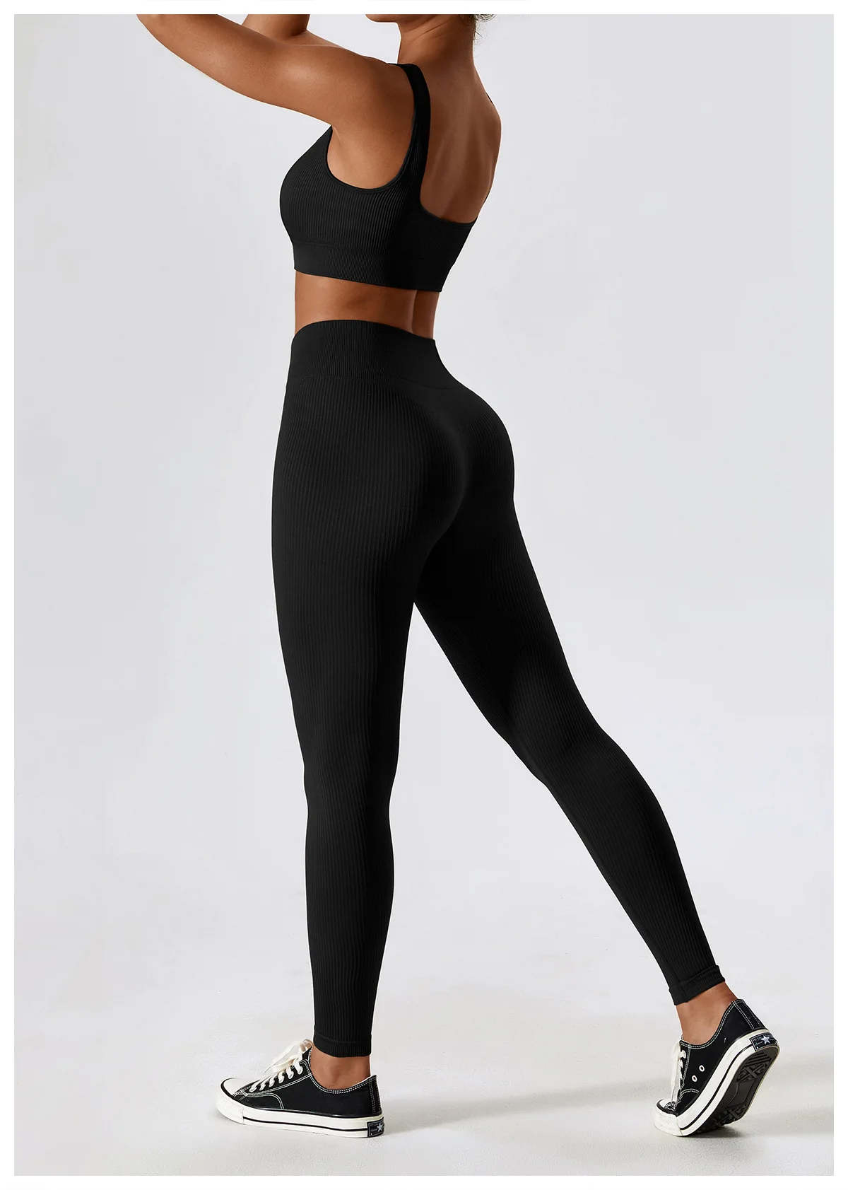 Aola Spring New Long Sleeve Yoga Crop Top Ribbed Sports Gym Wear Outdoor Bra Sets Training