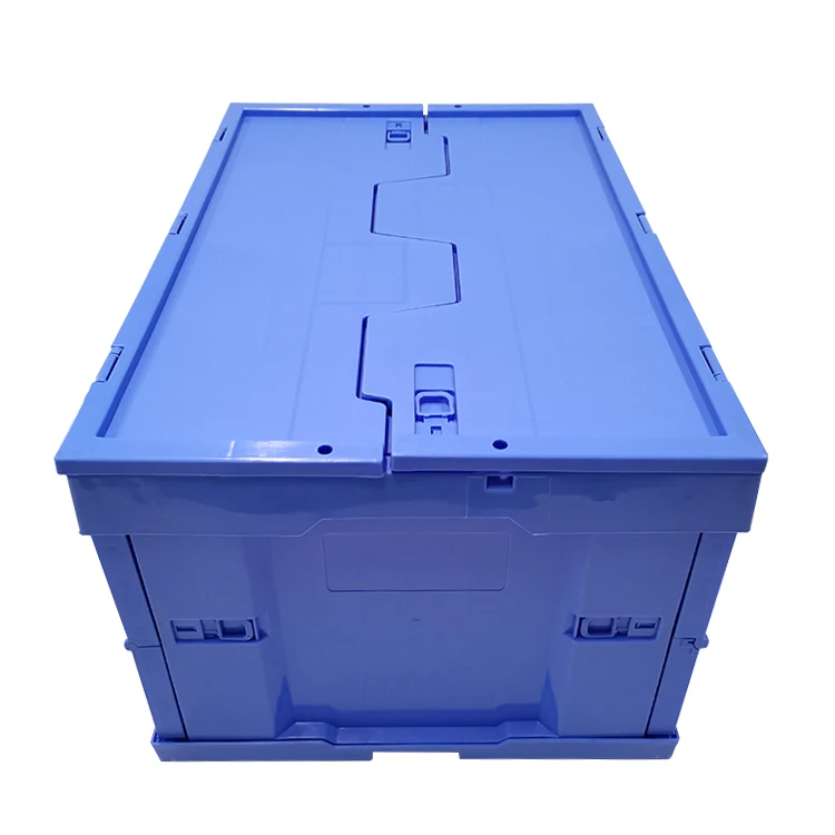 Transport 40L 50L 60L Eurobox Plastic Folding Crate Turnover Euro Eu Box Foldable Storage Attached Cover with Lid