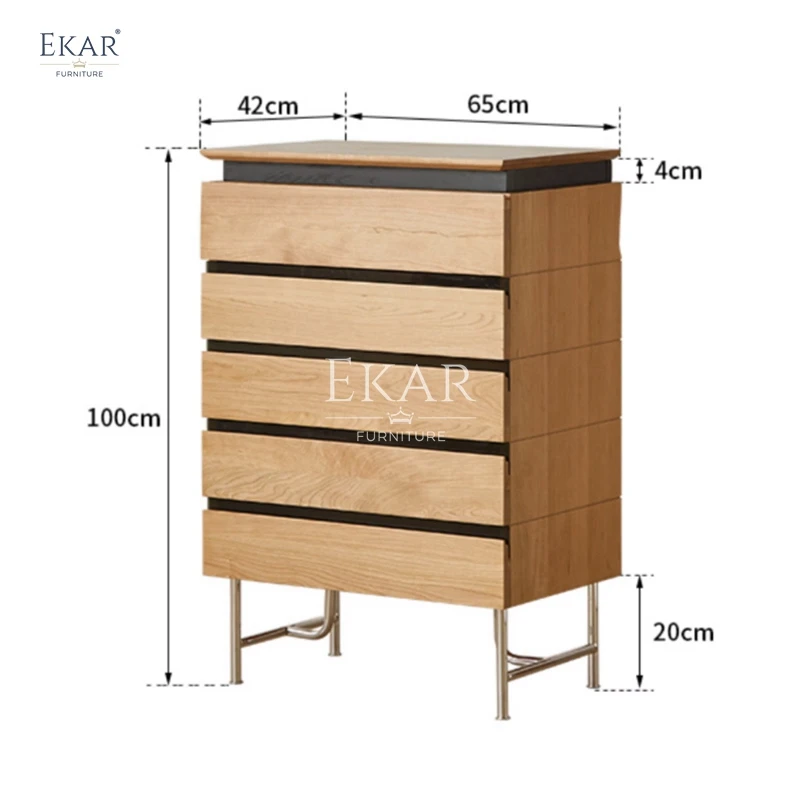 product new design cherry wood color multi drawer chest multi function storage cabinet-64