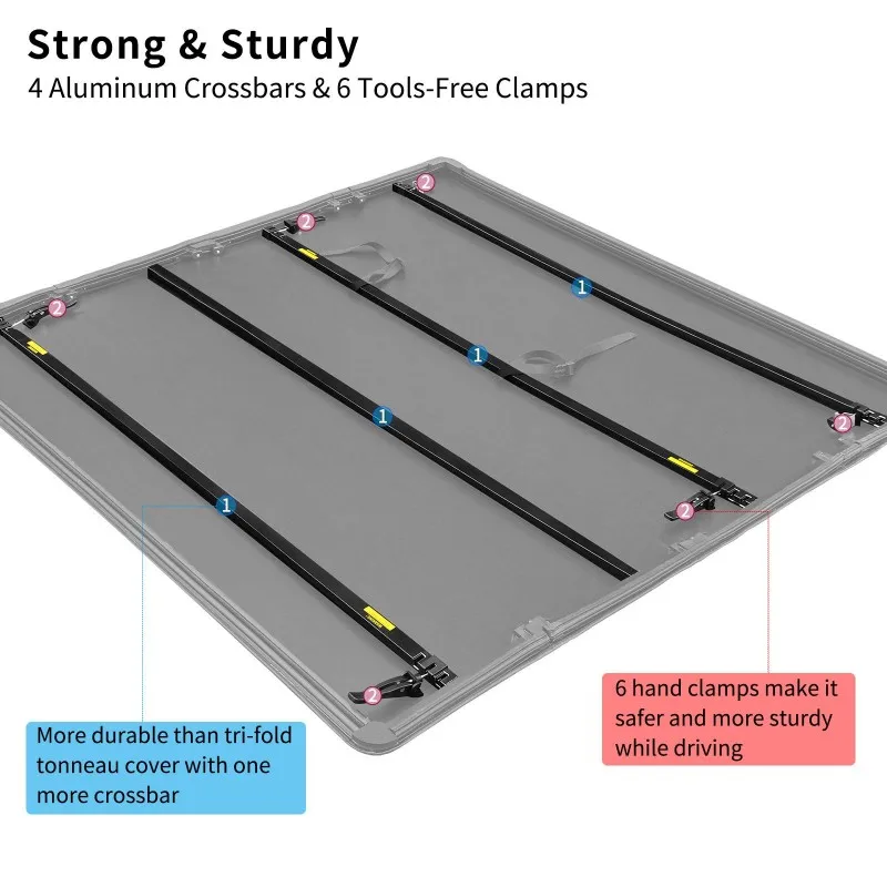 Жесткий тройной чехол для грузовика, тент для кузова 2019-2022 Dodge Ram 1500