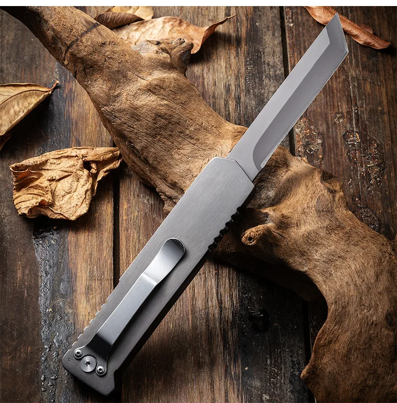 2024 Arrival SKD-11 Steel Blade Folding Knife Retractable Knife with Steel Handle Tanto Blade Titanium Coated Knife