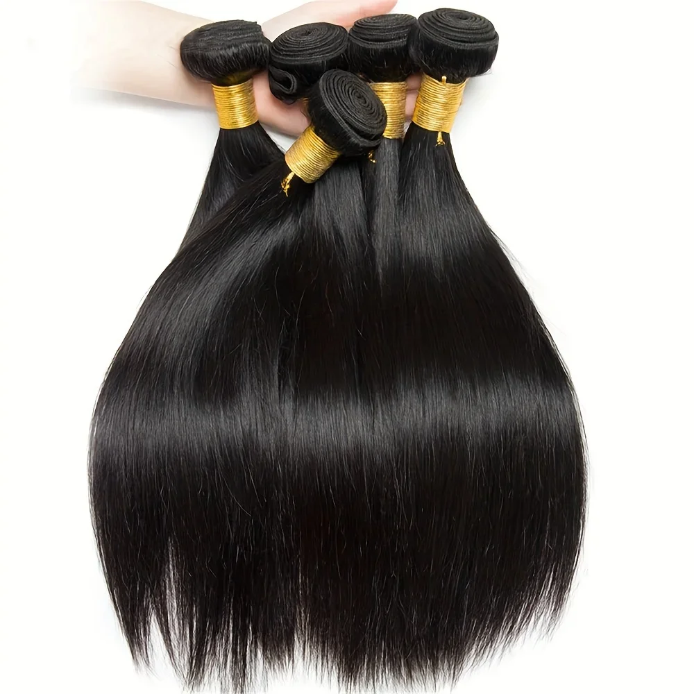 Straight Human Hair Bundle Natural Black Extension 14-30 Inch Remy Hair Women_voghion.com