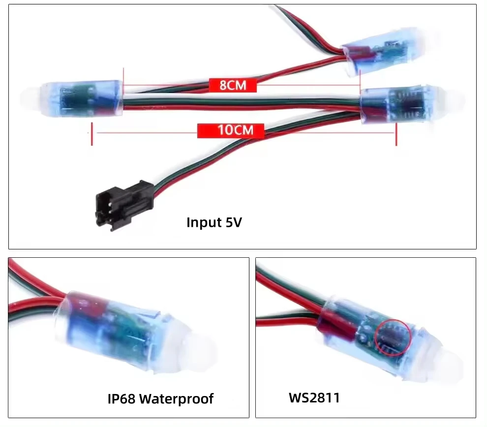 WS2811 Pixels - Waterproof RGB LED String Lights for Decor