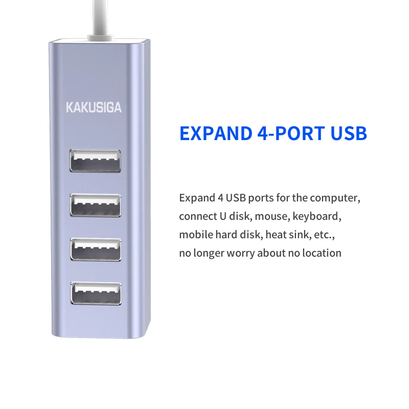 KAKUSIGA 4 Usb Hub Stable Data Transmission Network Cable Plug Adapter Hubs