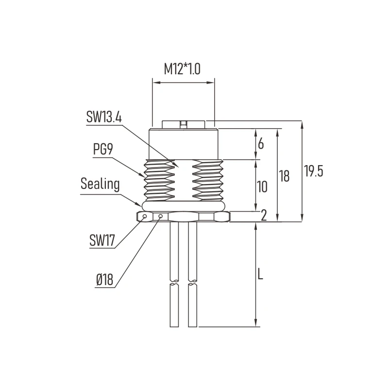 M12 A Coding 8 Pin Male And Female Panel Connector Front And Rear Mount