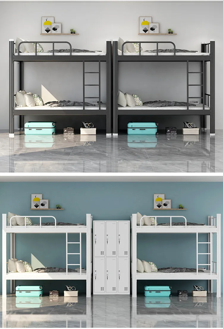product durable metal frame wrought iron beds modern design double beds loft beds apartment beds school dormitory beds bunk beds-3