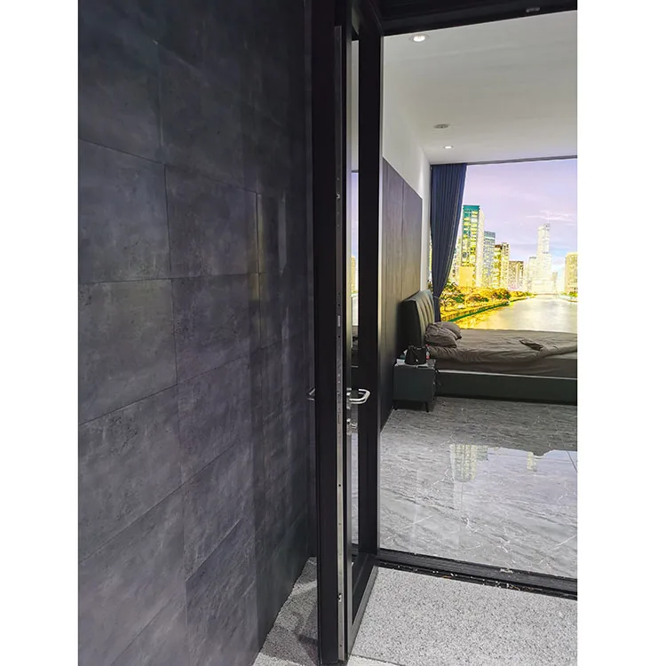 product modern black aluminum frame entrance door main exterior doors with graphic design solution-64