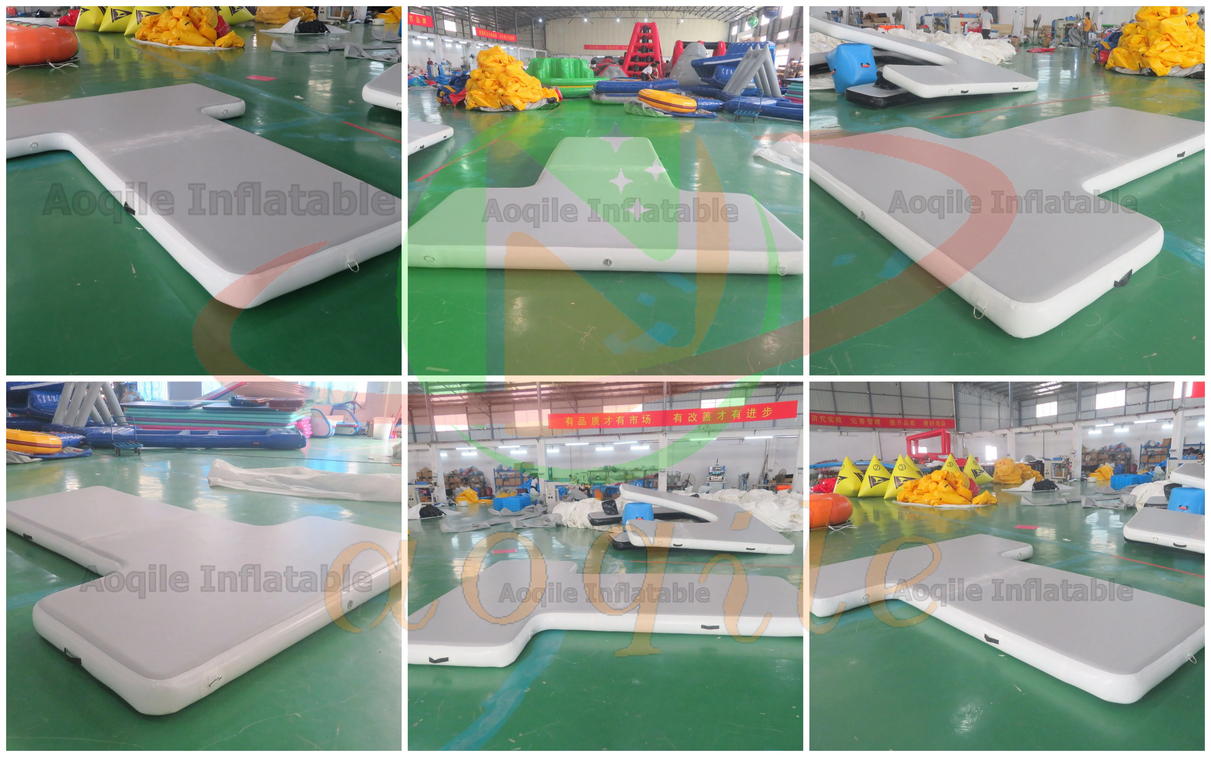 Dique flotante inflable modificado para requisitos particulares de las esteras de la plataforma de pesca del sorbo de la isla flotante del agua en forma de T