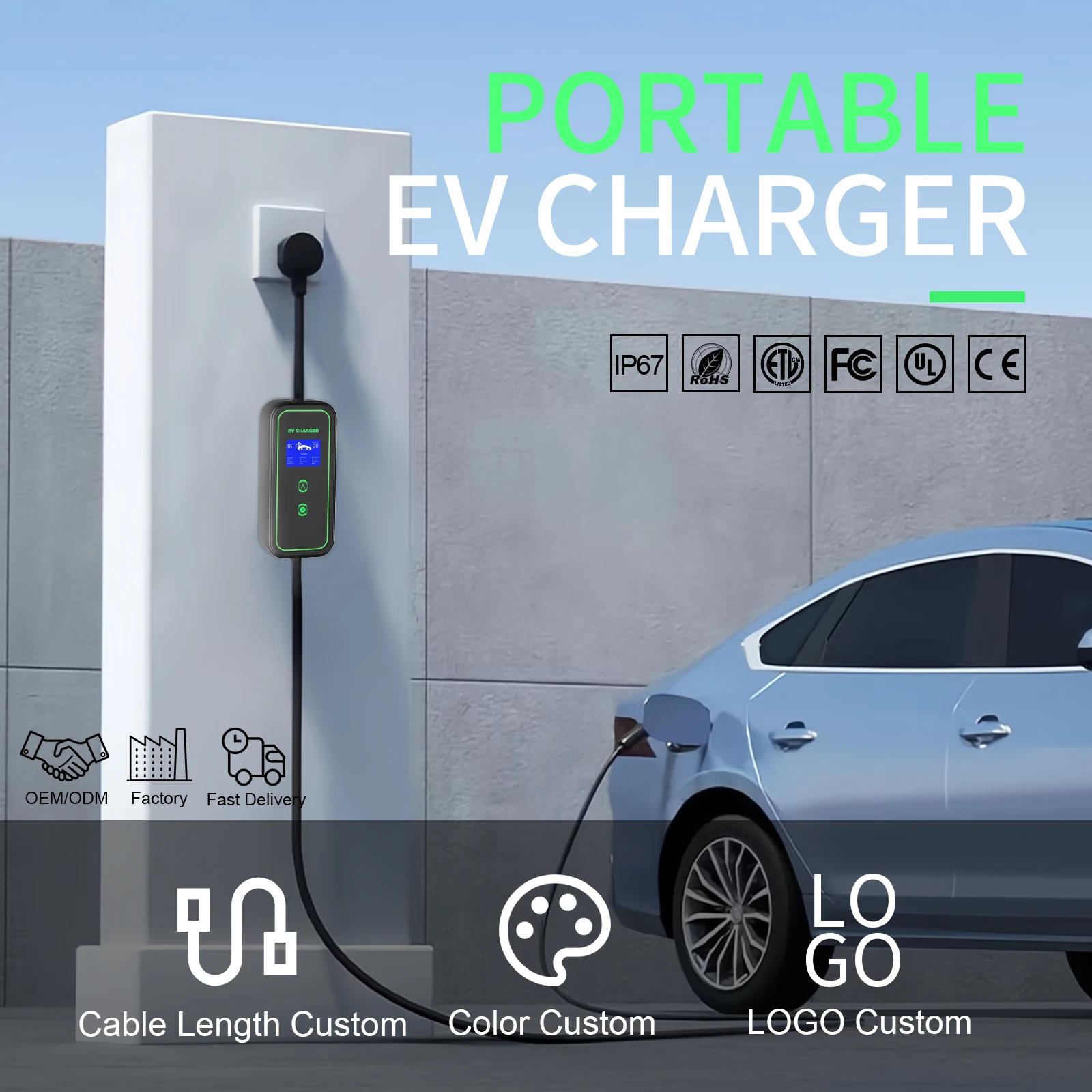 Portable Smart Evse Single Phase 3.5kw 7kw 9.6kw Mobile Fast Level Ev ...