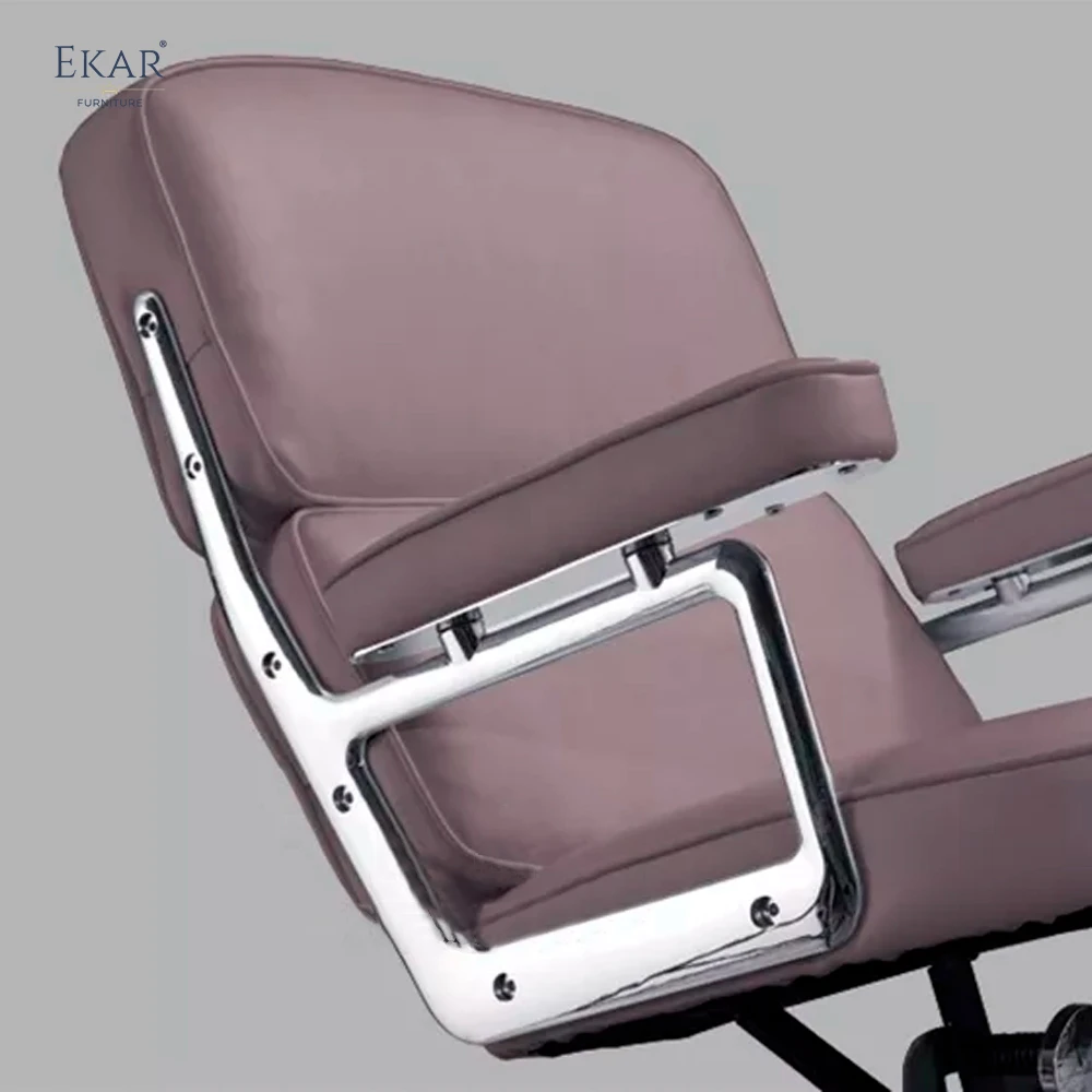 Electroplated Frame Office Chair with Soft Top-Grain Leather Armrests details