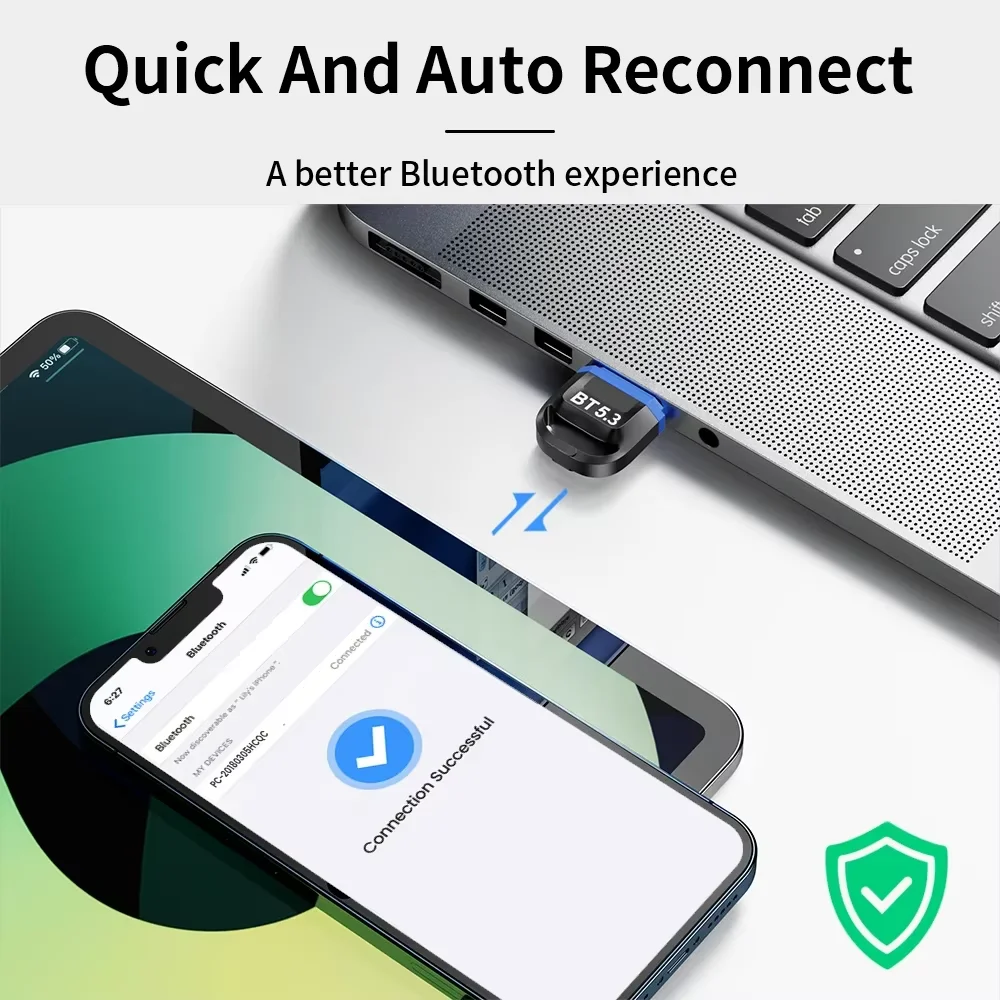 HG Bluetooth адаптер 5.4 USB Bluetooth стик Plug and Play Bluetooth ключ за настолен компютър Поддръжка на компютър Windows
