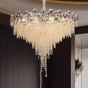 Modern Luxury Crystal Chandelier Petal Design Creative Pendant for High-End Restaurant Living Room Bedroom-Available Middle