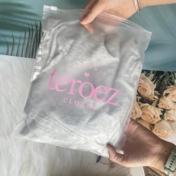 Custom Matte Frosted Clear Tshirt Apparel Garment Shipping Ziplock Zipper  Clothing With Your Own Brand Logo Zip Lock Poly Bag