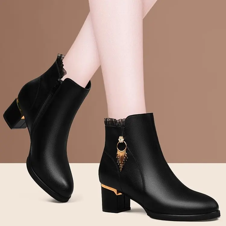 Trending Middle Heel With Velvet Warm High Heels Boots 2022 Martens ...