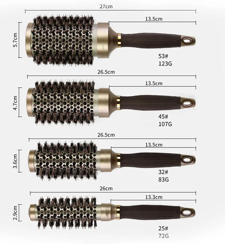 Professional Round Aluminum Cylinder Hair Brush For Women Salon Blowout