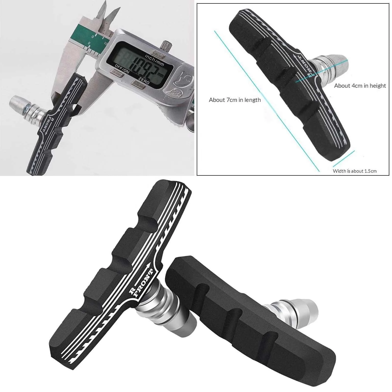 Прочные резиновые Тормозные колодки для горного велосипеда, тормозные колодки с шестигранными гайками и распорками для большинства велосипедов, набор тормозных колодок V-70 мм для велосипеда