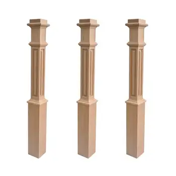 Natural Wood Stair Railing Pillar Handrail Post Carved Wooden Pillar ...