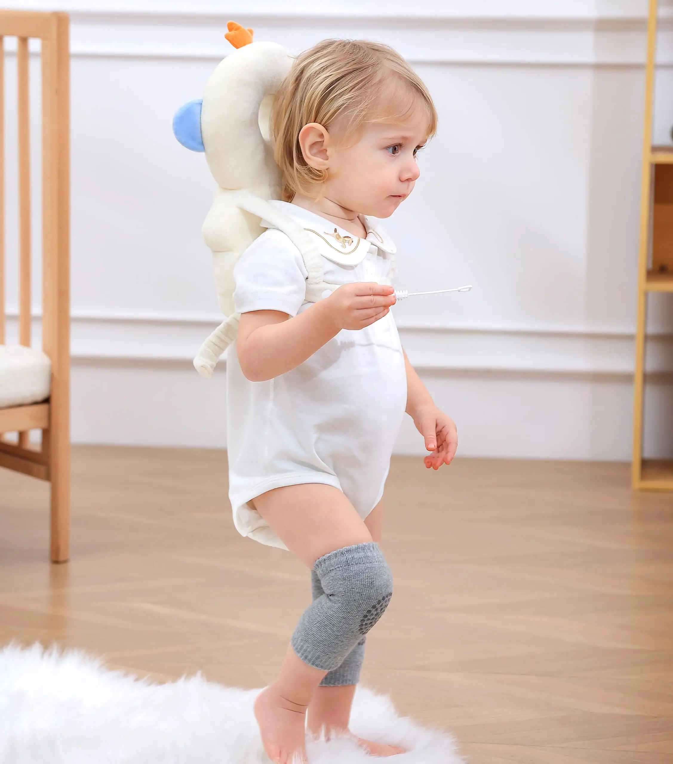 Astronauts Safefy Baby Head Protector Cushion Pillow Backpack Back with 3 Baby Knee Pads for Walking & Crawling