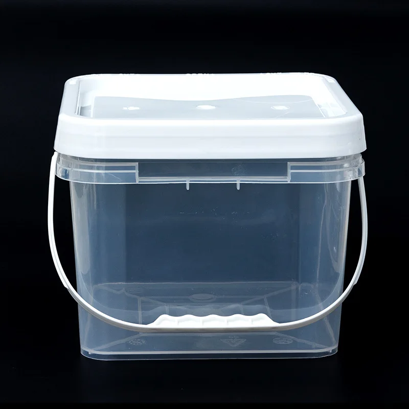 Free Sample 0.5/1/2 Litre Food Grade Clear Plastic Round Square Buckets With Lids Plastic Pail