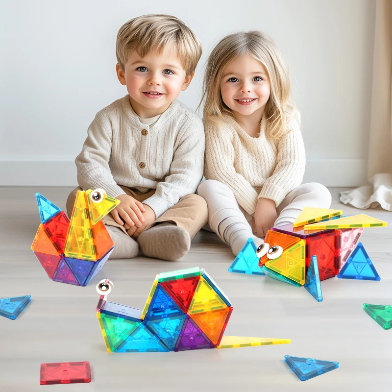 40PCS Custom ODM OEM  Creative Wisdom Connector Plastic Magnetic Building Blocks for Toddlers