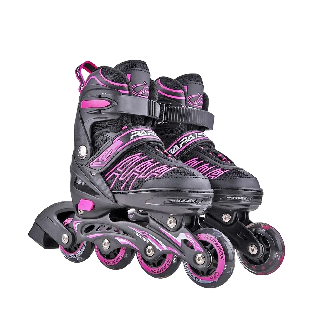 Zapatos de patines de ruedas ajustables con luz para niñas y niños, precio  de fábrica, patines de ruedas en línea de ruedas de PVC, logotipo