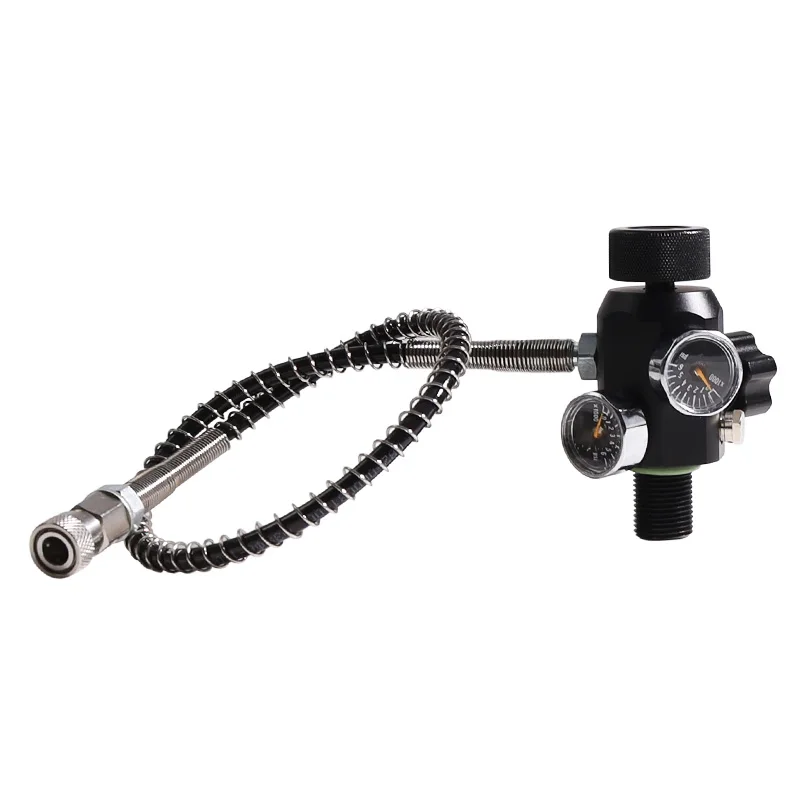 Dual Gauge Charging Valve Air Filling Station Refill Adapter 6000psi 24inch Hose 