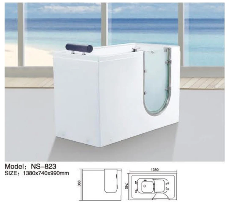 Interior Open Glass Door Walk In Tub Shower Combo For Elderly Acrylic