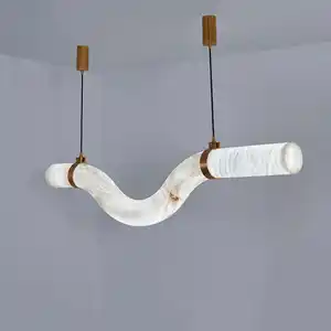 Designer Luxury Simple Small Chandelier Natural Marble Restaurant Bedroom Study bar Alabaster Pendant Light