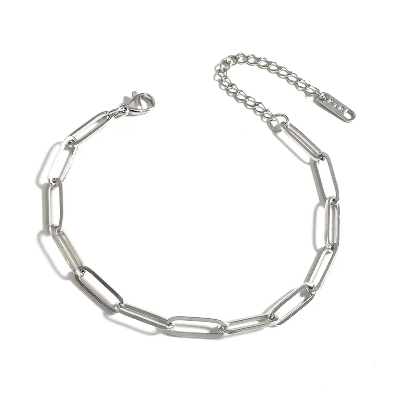 Wholesale Simple Stainless Steel Chain Bracelet Adjustable Flat Paper