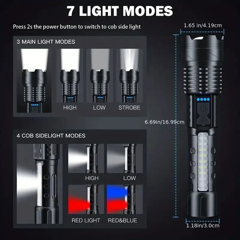 Mini lampe de poche LED haute puissance 10W Premium IP44 avec batterie rechargeable