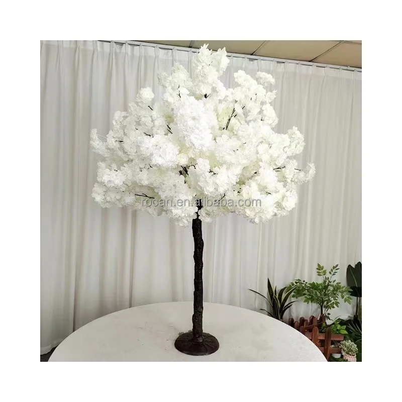 Customized Size 1m Sakura Table Small Big Artificial Red White Pink Plastic Silk Cherry Blossom Tree for Wedding Event Deco