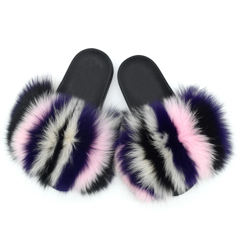 pink and black fur slides