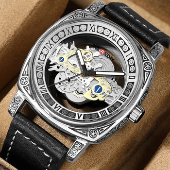 Excellent Quality Stylish Double-Sided Transparent Hollow  Mechanical Men's Watch