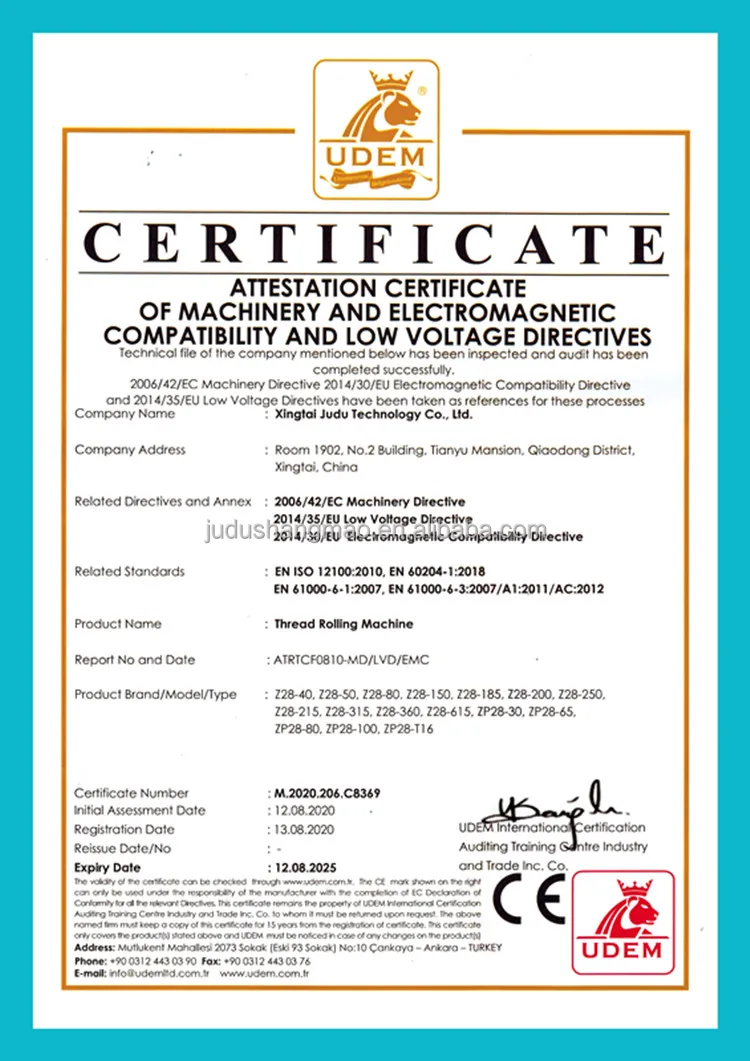 hydraulic thread rolling machine pipe tube