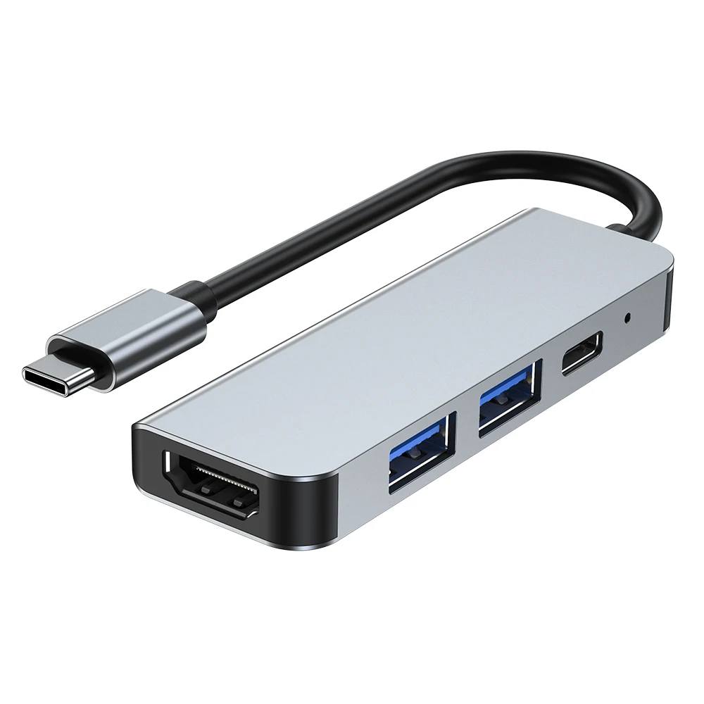 USB C Hub Docking Station Multiport Adapter 4 in 1 Double USB Port HDTV 4K Video and USB C Fasting Charging Port