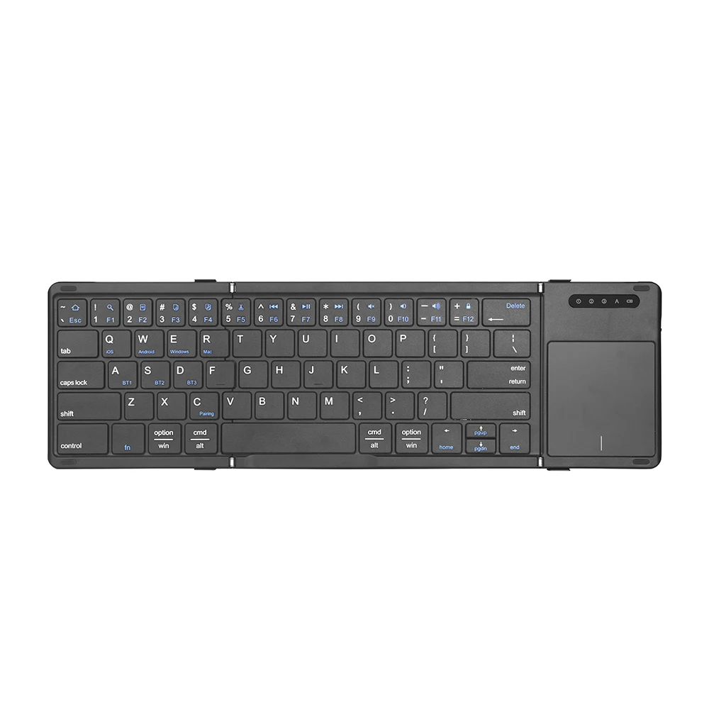 B077T Slim Folding Keyboard Portable Mini Foldable BT Wireless Keyboard with Mouse Touchpad for Android Laptop Pc