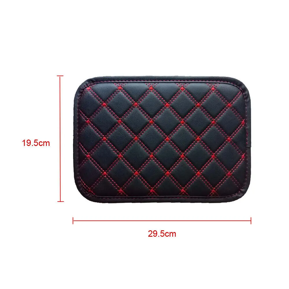 Universal Car Center Console Armrest Pad Cover – Black PU Leather, Soft Cushion Mat