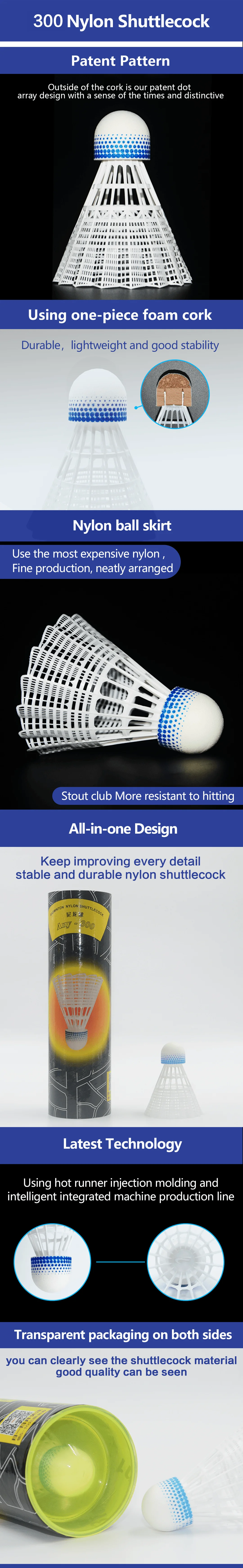 High Quality Durable OEM Taiwan PEA Cork Nylon Shuttlecocks Hot Selling Badminton Training Shuttlecock Packaged 6 Enhanced details