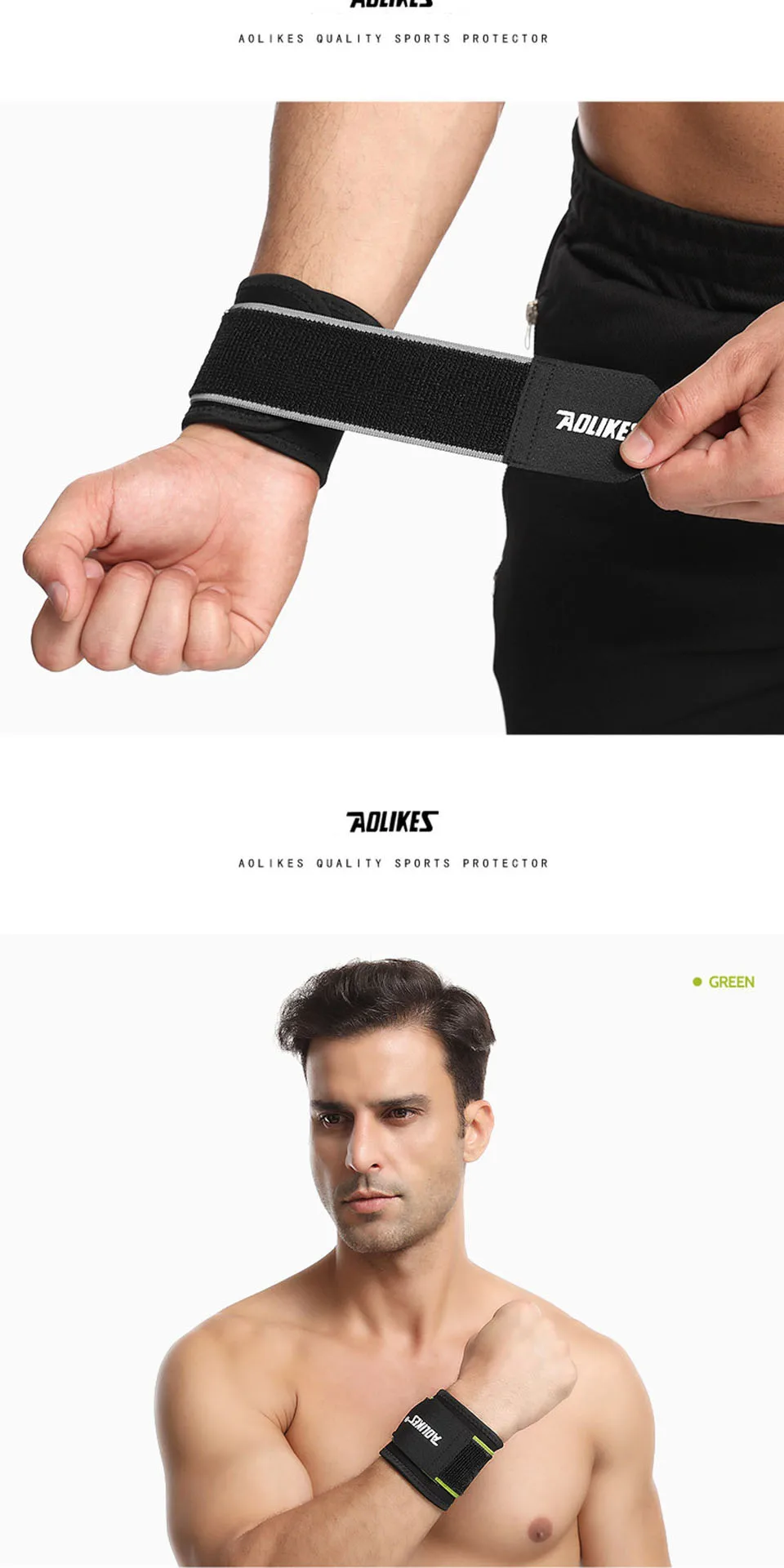 1PC Colorful Cotton Unisex Sport Sweatband Wristband Wrist Protector Gym Running Sport Safety Wrist Support Brace Wrap Bandage #Light Green 