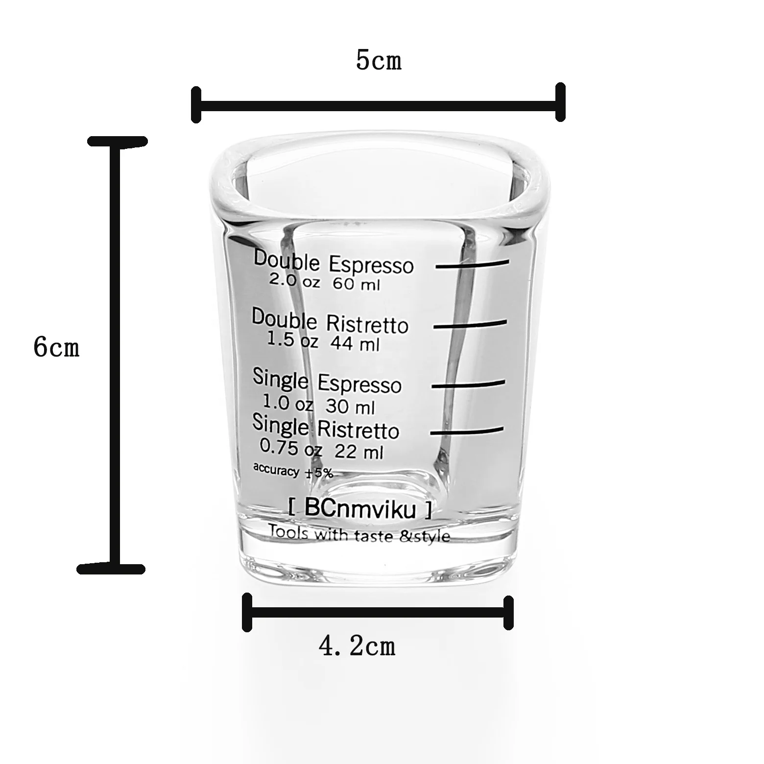 BCnmviku 1 Pack Espresso Shot Glasses Measuring Cup Liquid Heavy Glass for  Baristas 2oz for Single Shot of Ristrettos 