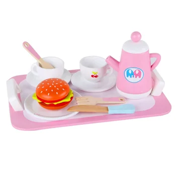 Wooden Kitchen Toys Pink Pretend Cooking Baby Educational Role Play Mini Wooden Kitchen Set For Girls